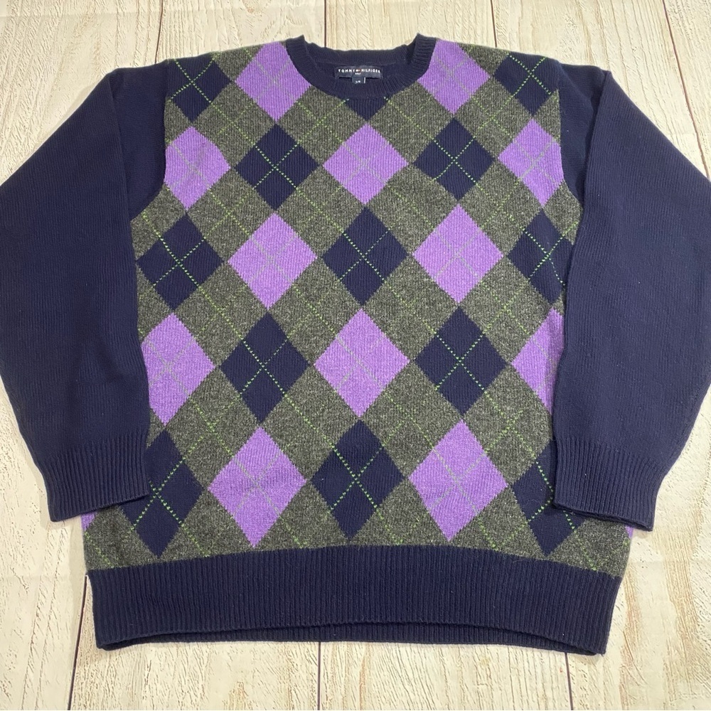 Tommy Hilfiger Golf Lambs Wool Argyle Crewneck Sweater Large